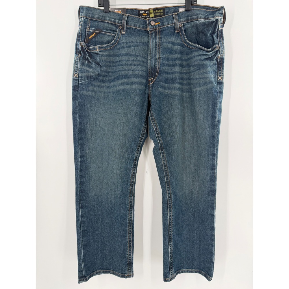 Ariat Rebar M5 Straight Leg Jeans Mens 40x30 DuraStretch Medium Wash Denim
